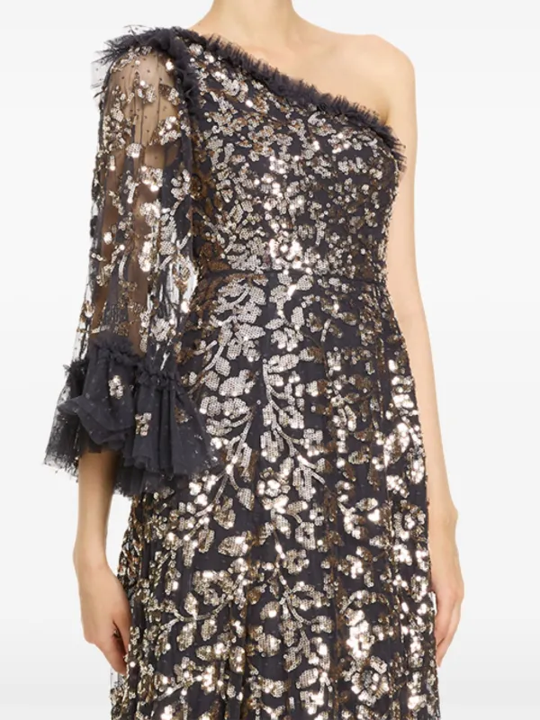 Needle Thread Falling Leaves Midi Dress Black FARFETCH PH