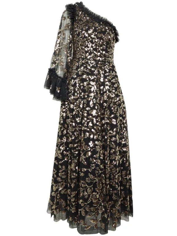 Needle & Thread Falling Leaves Midi Dress | Black | FARFETCH