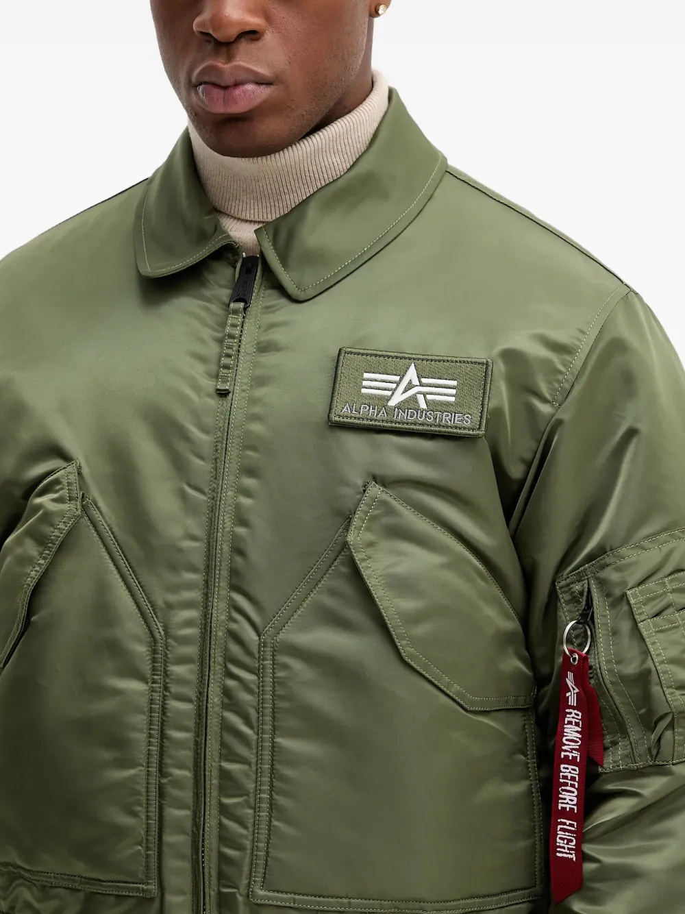 Alpha Industries Jack met logopatch en rits Groen