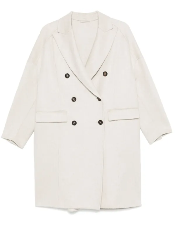 コート BRUNELLO CUCINELLI Cashmere coat with jewel detail Brunello Cucinelli Cashmere Coat with Shearling Lining – Top