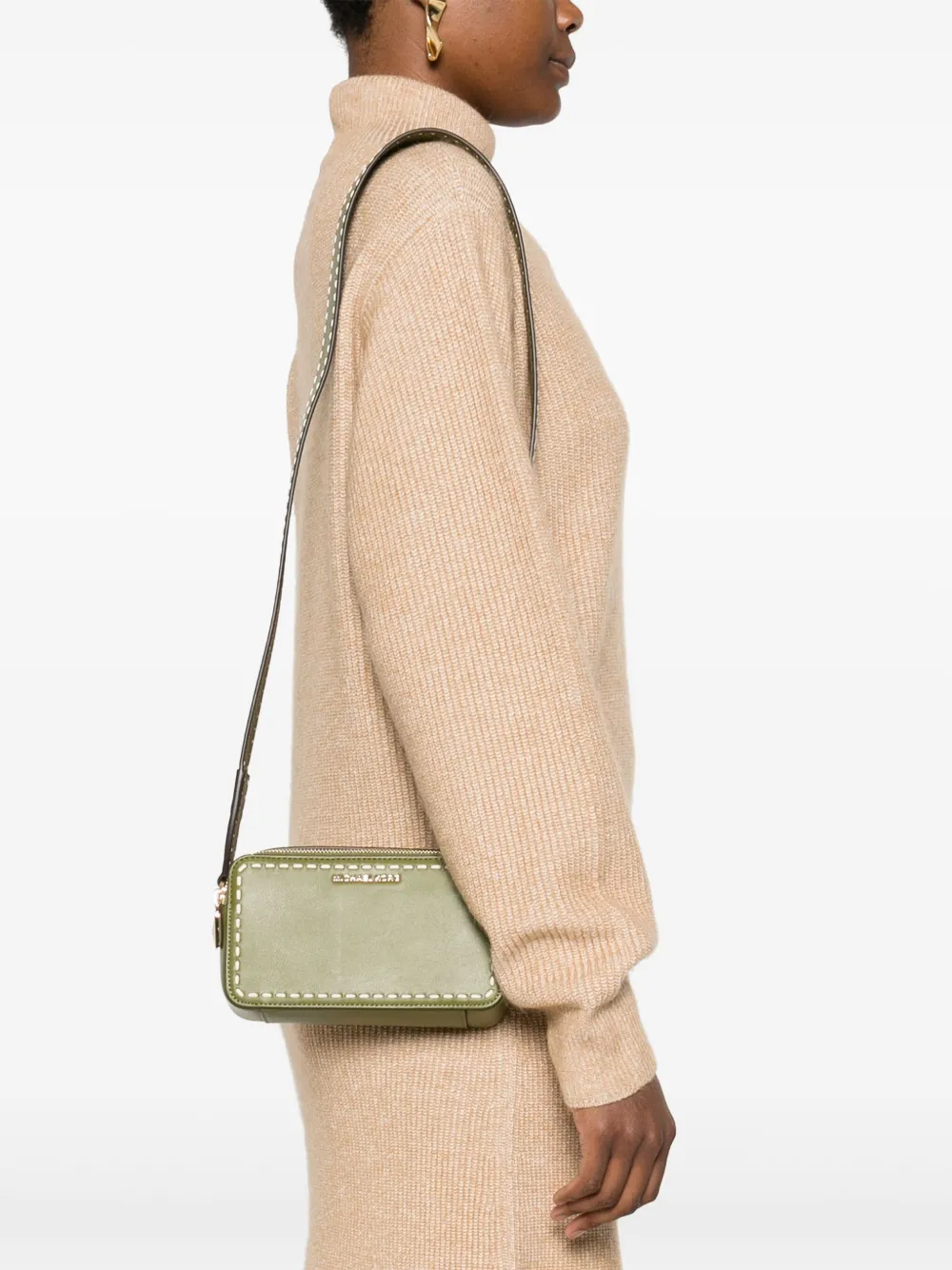 Michael Michael Kors Stitch-detail Camera Bag In Green