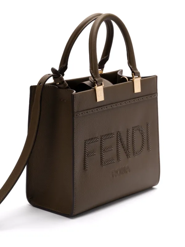 FENDI Sunshine Leather Tote Bag Green FARFETCH IE