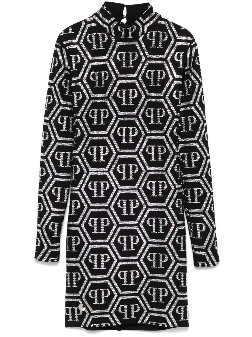 Philipp Plein Mini-jurk verfraaid met monogram Zwart