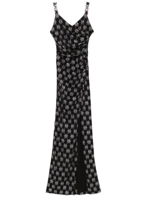 Philipp Plein logo-applique maxi dress Women