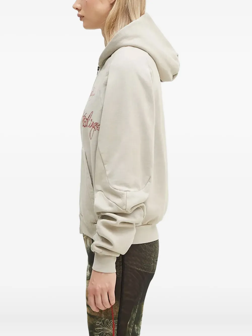 Ottolinger embroidered zip-up hoodie - Beige