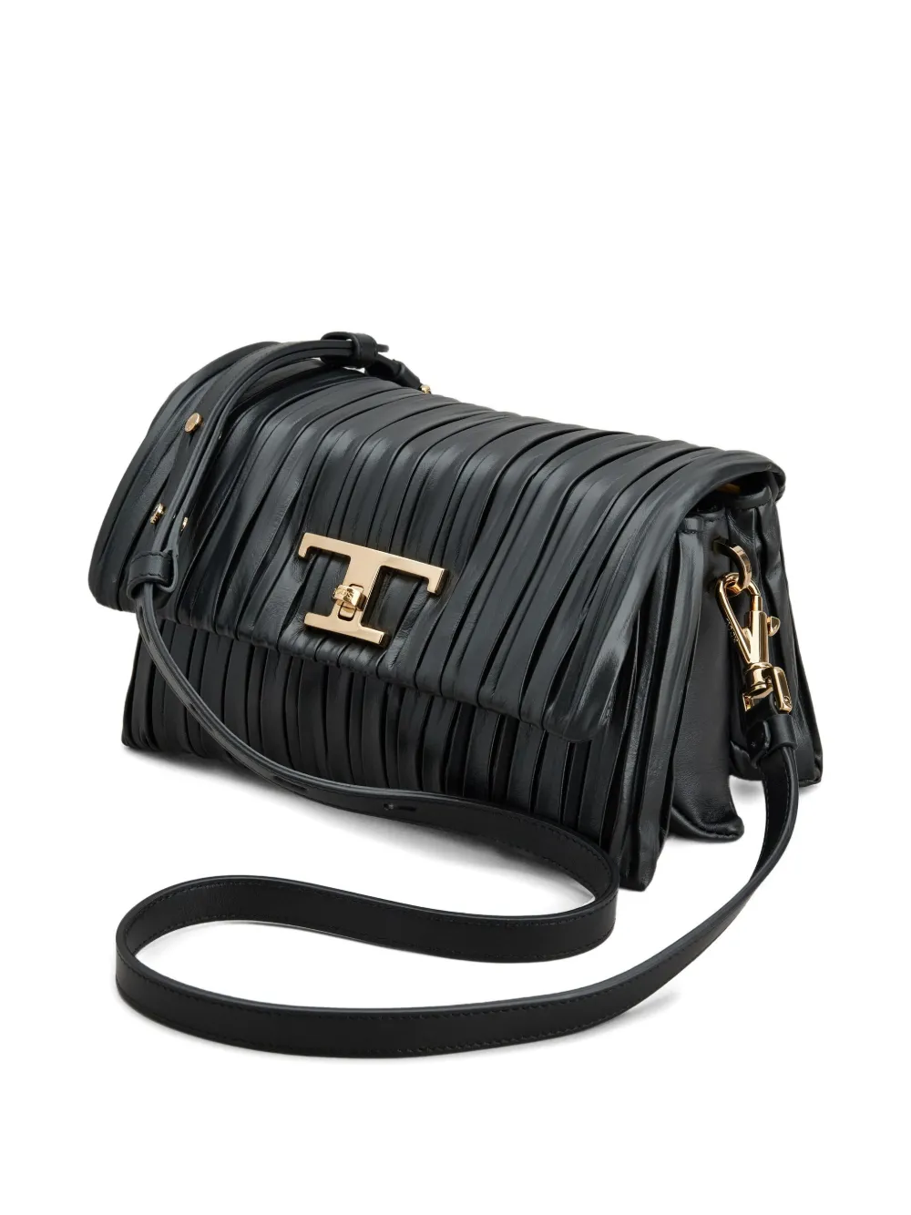 Tod's Mini Timeless Pleated T-clasp Shoulder Bag In Black