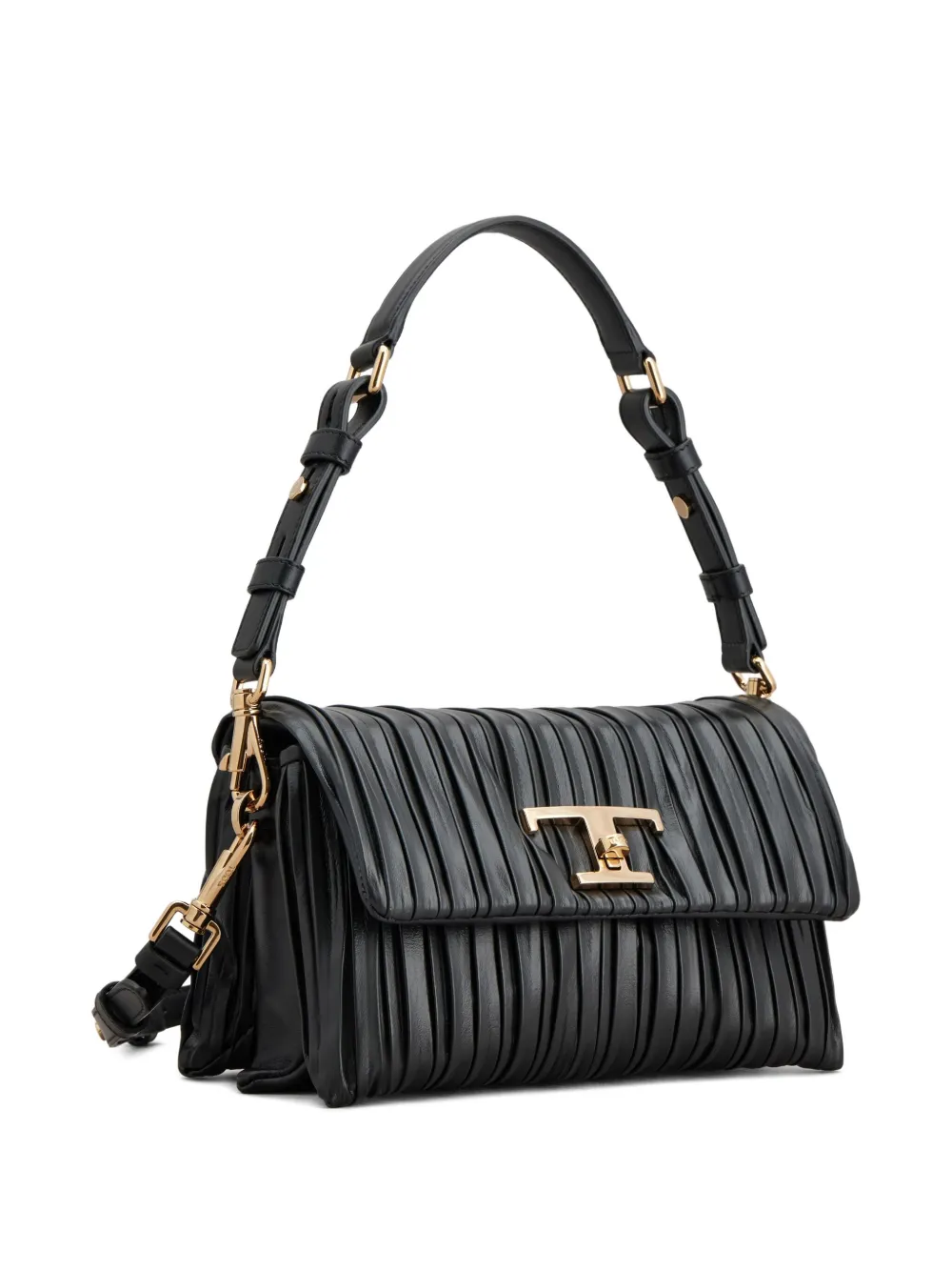 Tod's Mini Timeless Pleated T-clasp Shoulder Bag In Black