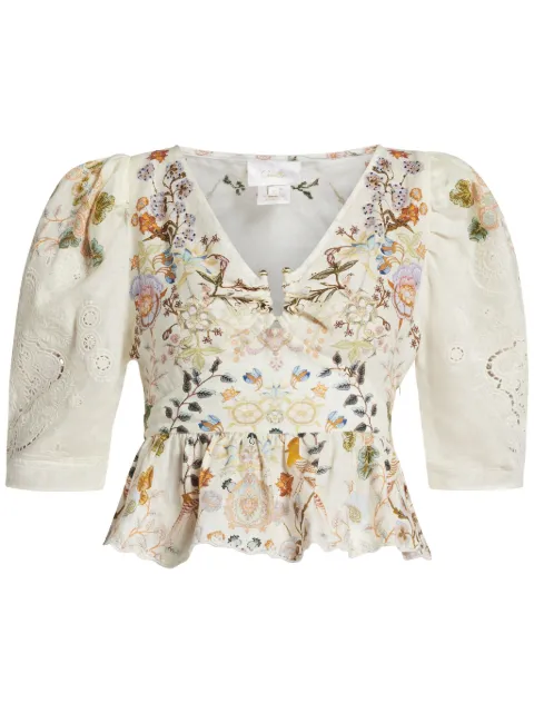 Camilla floral-embroidered top 