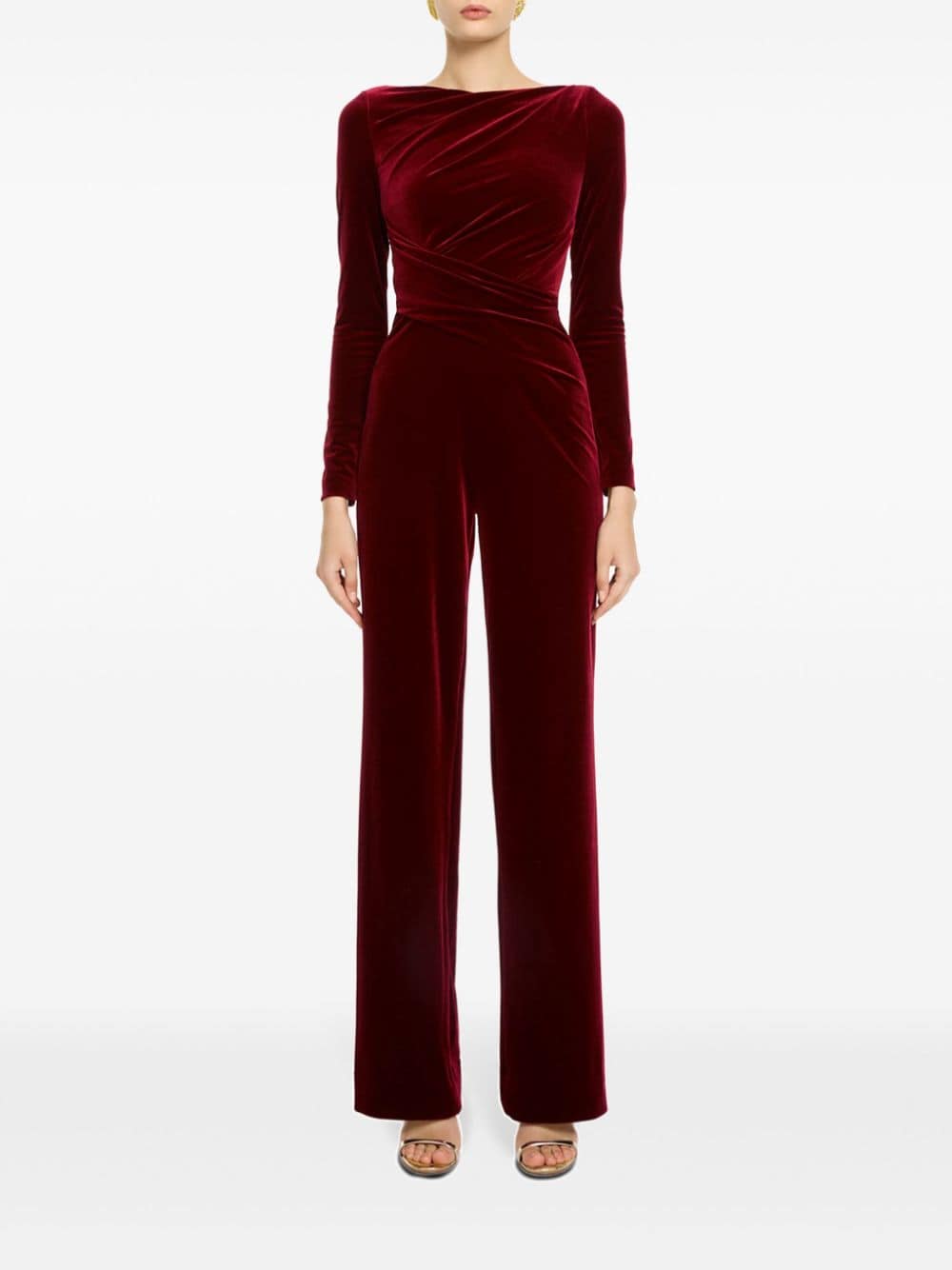 Shop Talbot Runhof Gathered Jumpsuit In Red