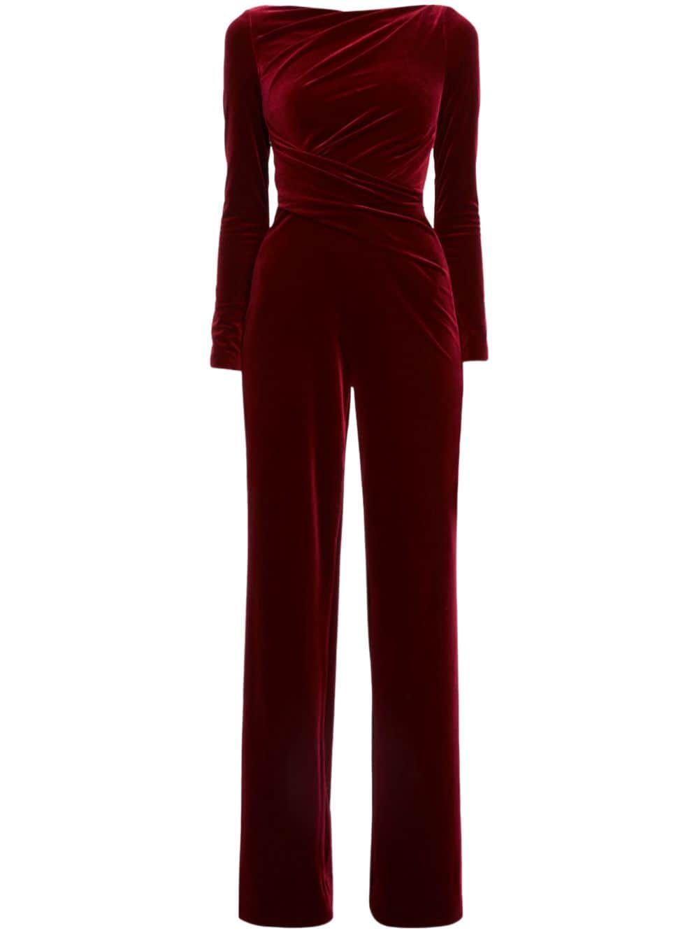 Shop Talbot Runhof Gathered Jumpsuit In Red