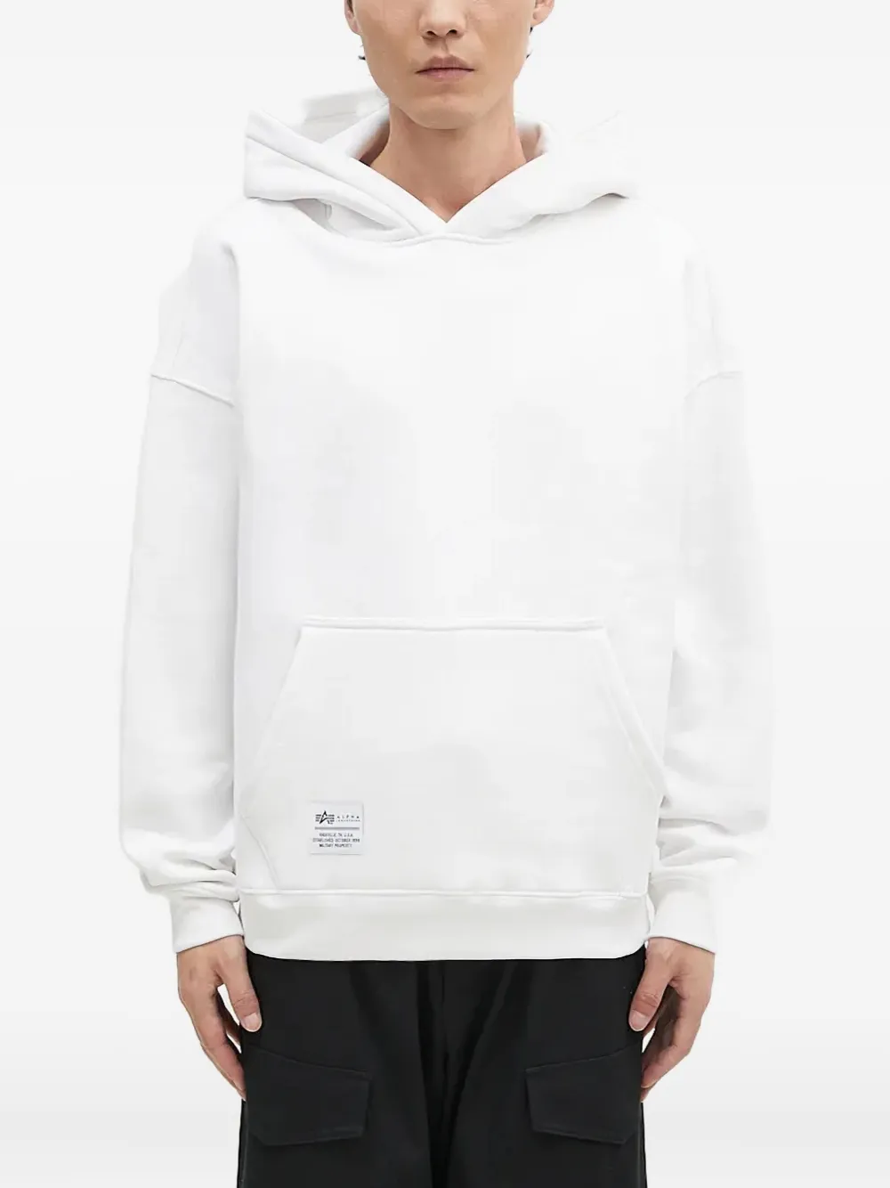 Alpha Industries logo hooded hoodie | White | Image 1