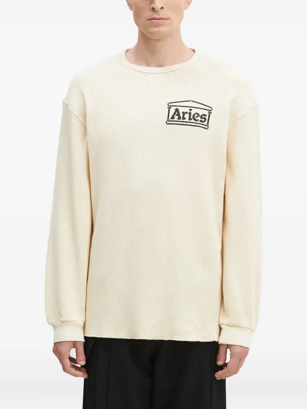 Aries logo waffle-pattern sweatshirt | Neutrals | Image 1