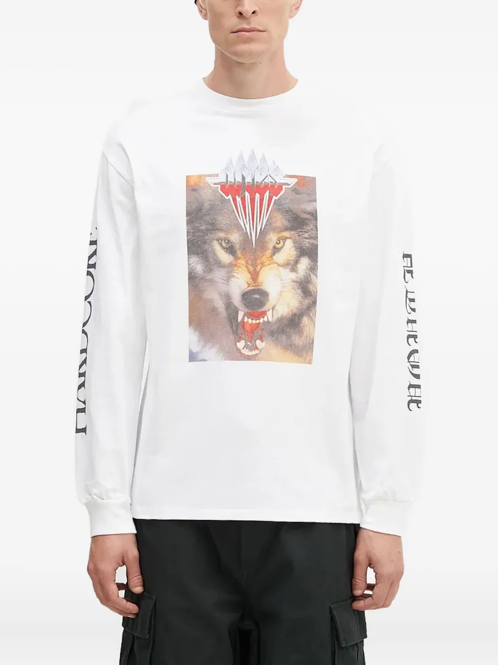 Aries wolf-print long-sleeve T-shirt | White | Image 1