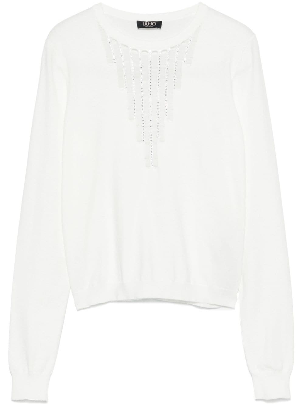 Shop Liu •jo Rhinestone-embellished Sweater In White