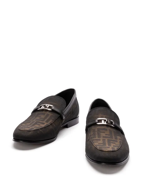 FENDI logo jacquard Loafers Brown FARFETCH IE