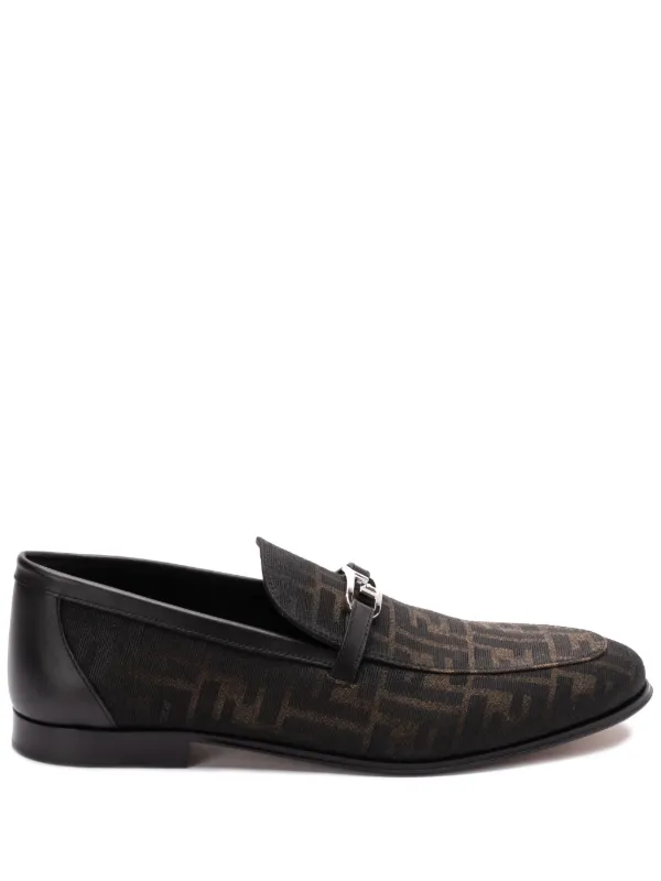 FENDI logo jacquard Loafers Brown FARFETCH IE