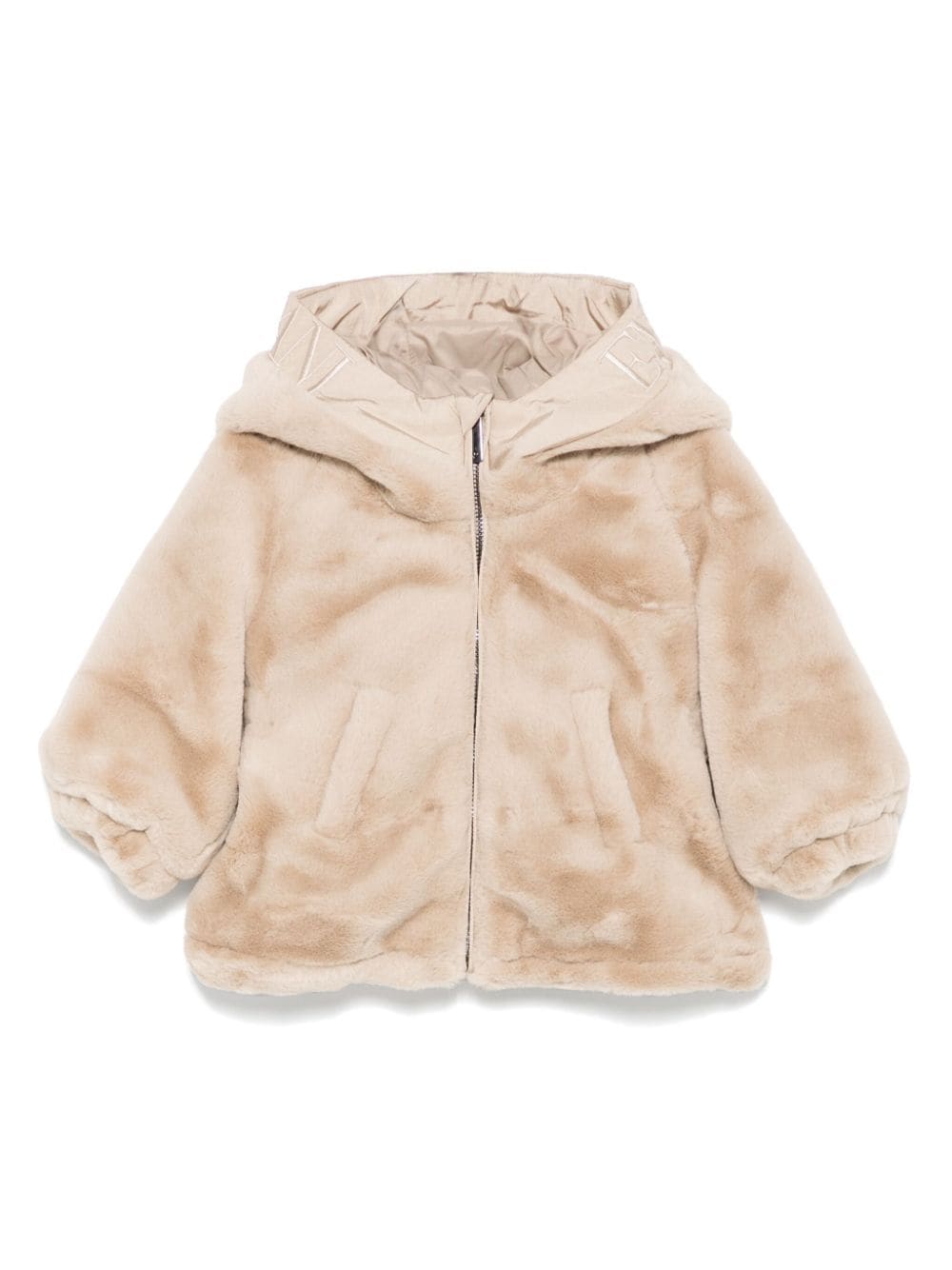 Emporio Armani Kids Faux Fur Jacket Brown