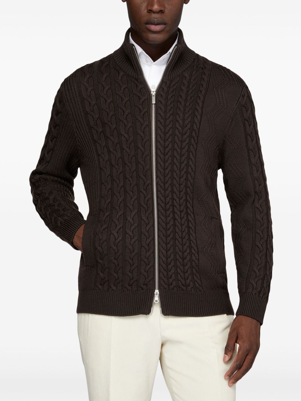 BOGGI MILANO WOOL ZIP-UP JUMPER 