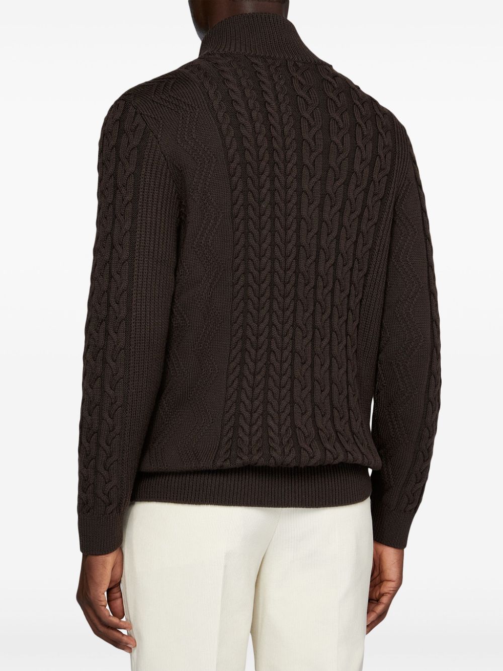 Shop Boggi Milano Wool Zip-up Jumper In Brown