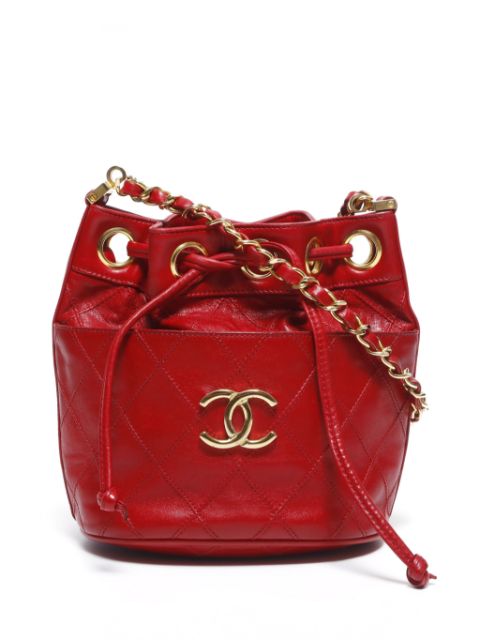 HOT SALE CHANEL 1985-1993 diamond-quilted bucket shoulder bag Women