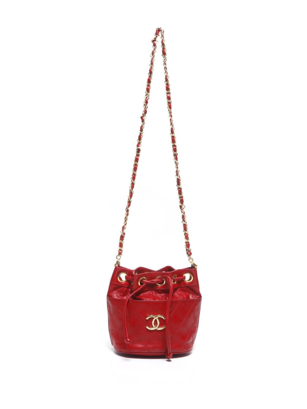 Affordable HOT SALE CHANEL 1985-1993 diamond-quilted bucket shoulder bag Women