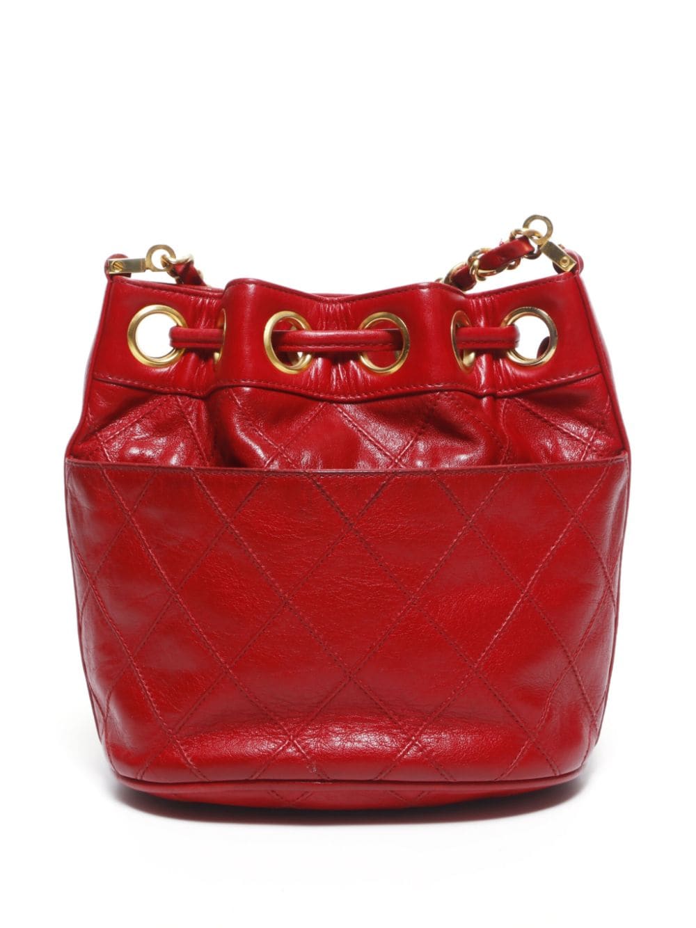 CHANEL Pre-Owned 1985-1993 diamond-quilted bucket shoulder bag - Rood