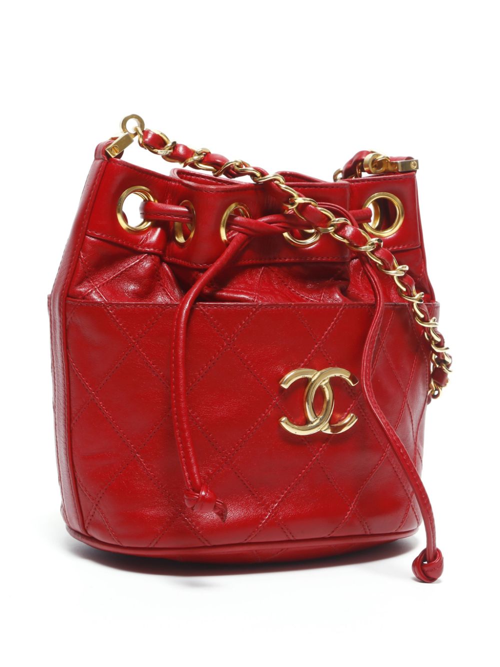 Affordable HOT SALE CHANEL 1985-1993 diamond-quilted bucket shoulder bag Women