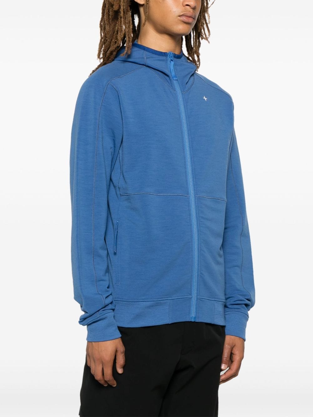 Shop Stone Island Logo-embroidered Hoodie In Blue