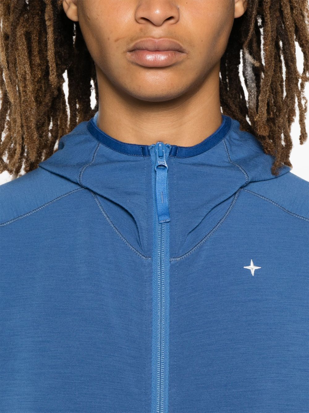 Shop Stone Island Logo-embroidered Hoodie In Blue