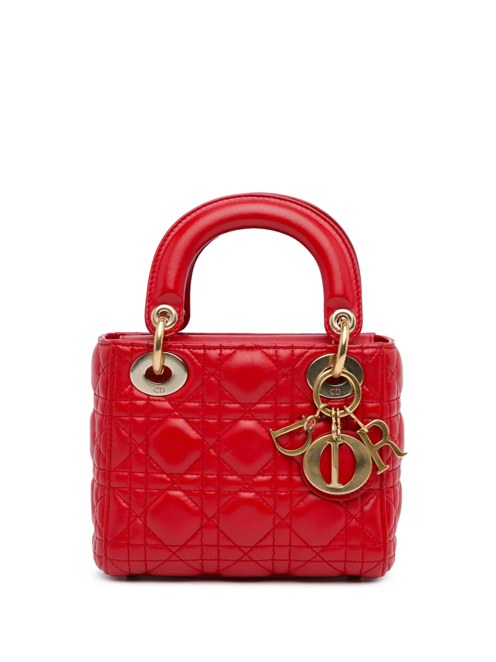 Christian Dior Pre-Owned 2017 レディ ディオール レザーサッチェルバッグ ミニ - レッド Christian Dior Pre-Owned 2017 レディ ディオール レザーサッチェルバッグ ミニ - レッド