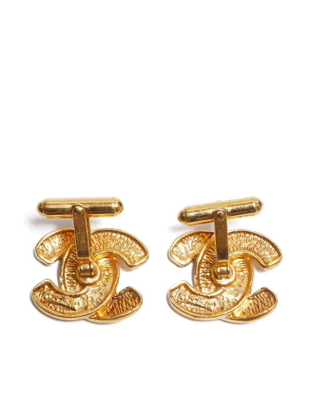 CHANEL Pre-Owned 1980s diamond-embossed CC cufflinks - Goud