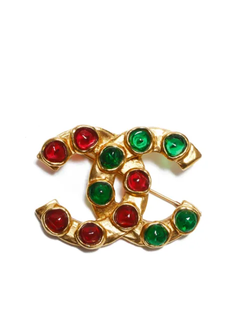 CHANEL Pre-Owned 1980s stone-embellished CC brooch
