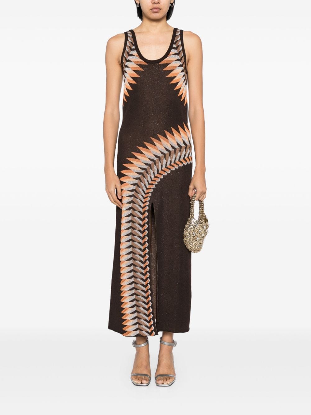 Rabanne Maxi-jurk met print - Bruin