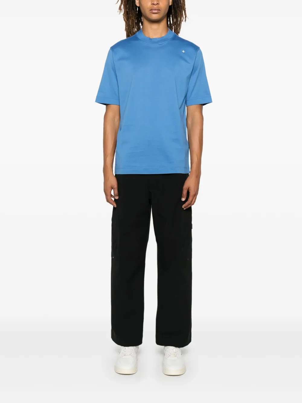 Stone Island T-shirt met geborduurd logo - Blauw