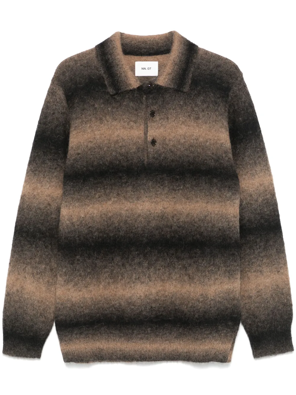Nn07 Alpaca Blend Oversized Polo Sweater Brown Heren