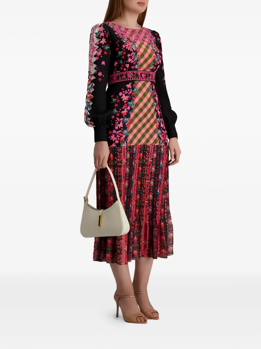 Saloni Jurk met bloemenprint Zwart