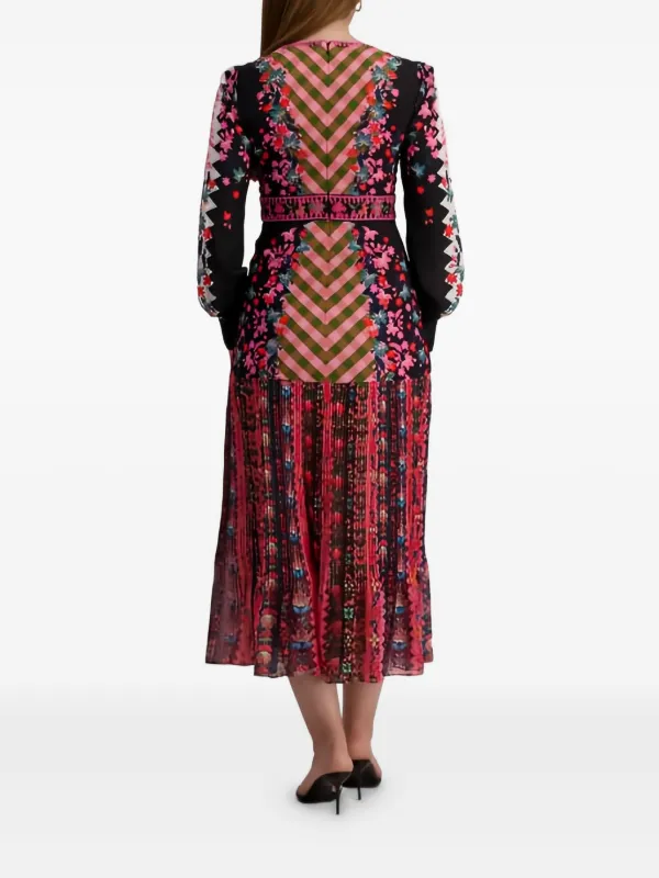 Saloni Floral Pleated Dress - Black Saloni Floral Pleated Dress - Black