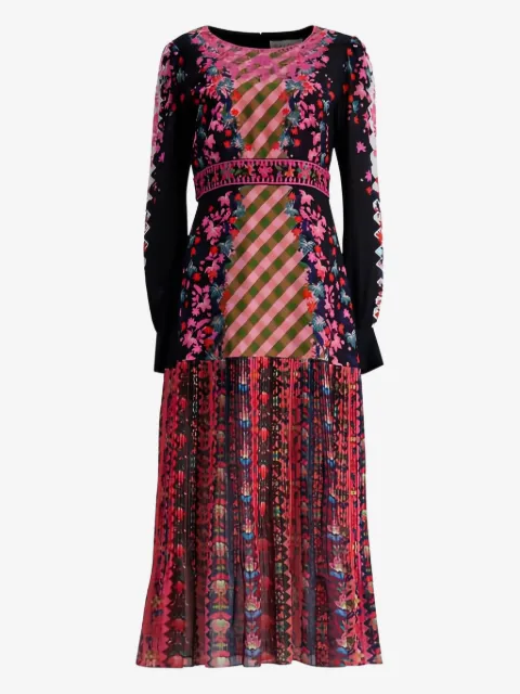 Saloni floral pleated dress