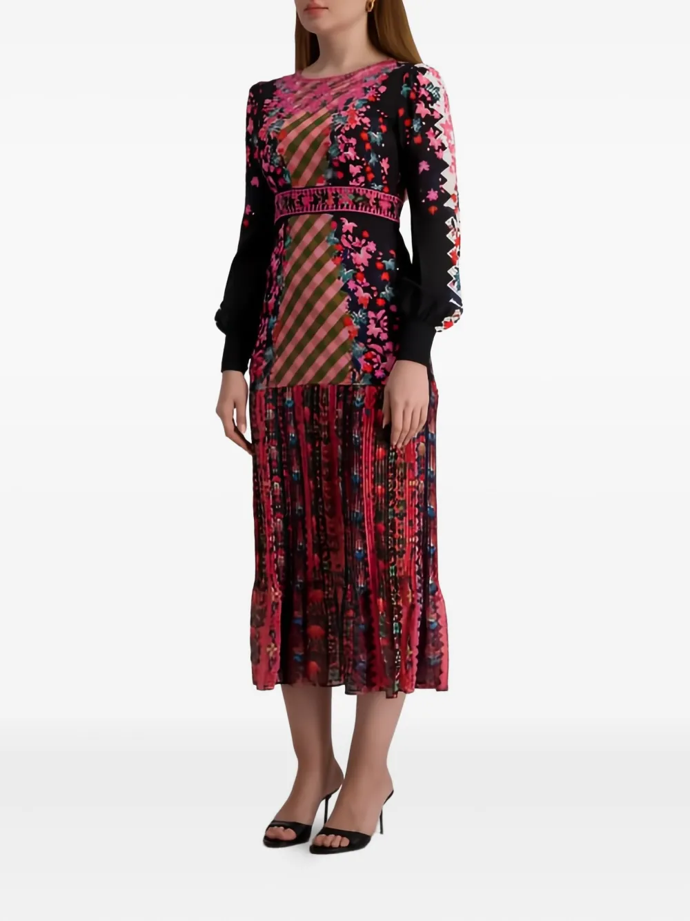 Saloni Jurk met bloemenprint - Zwart