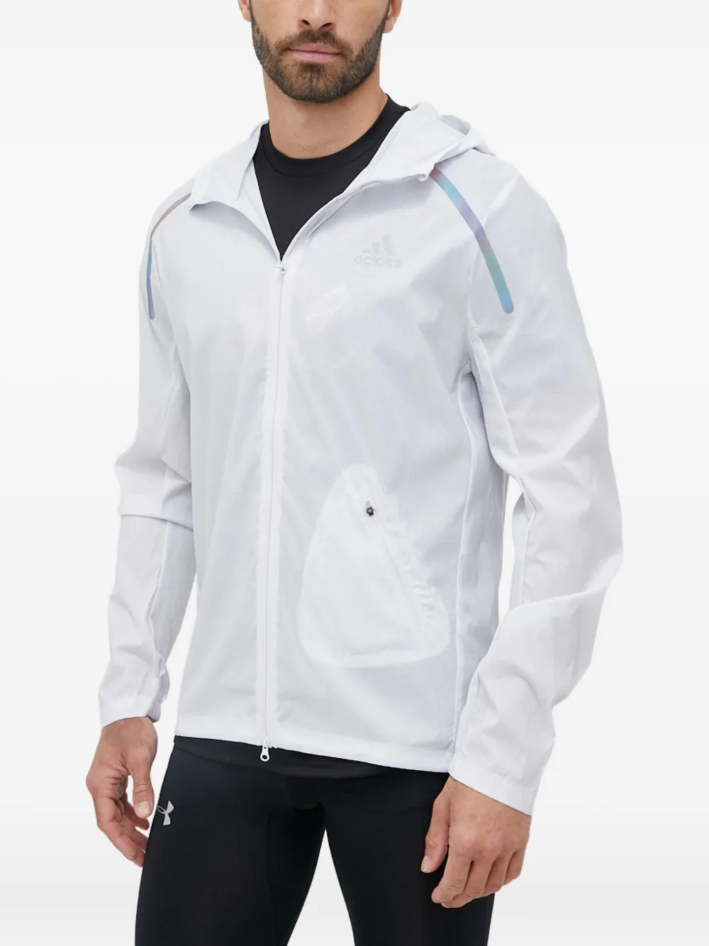 adidas reflective-stripe hooded jacket - ホワイト adidas reflective-stripe hooded jacket - ホワイト
