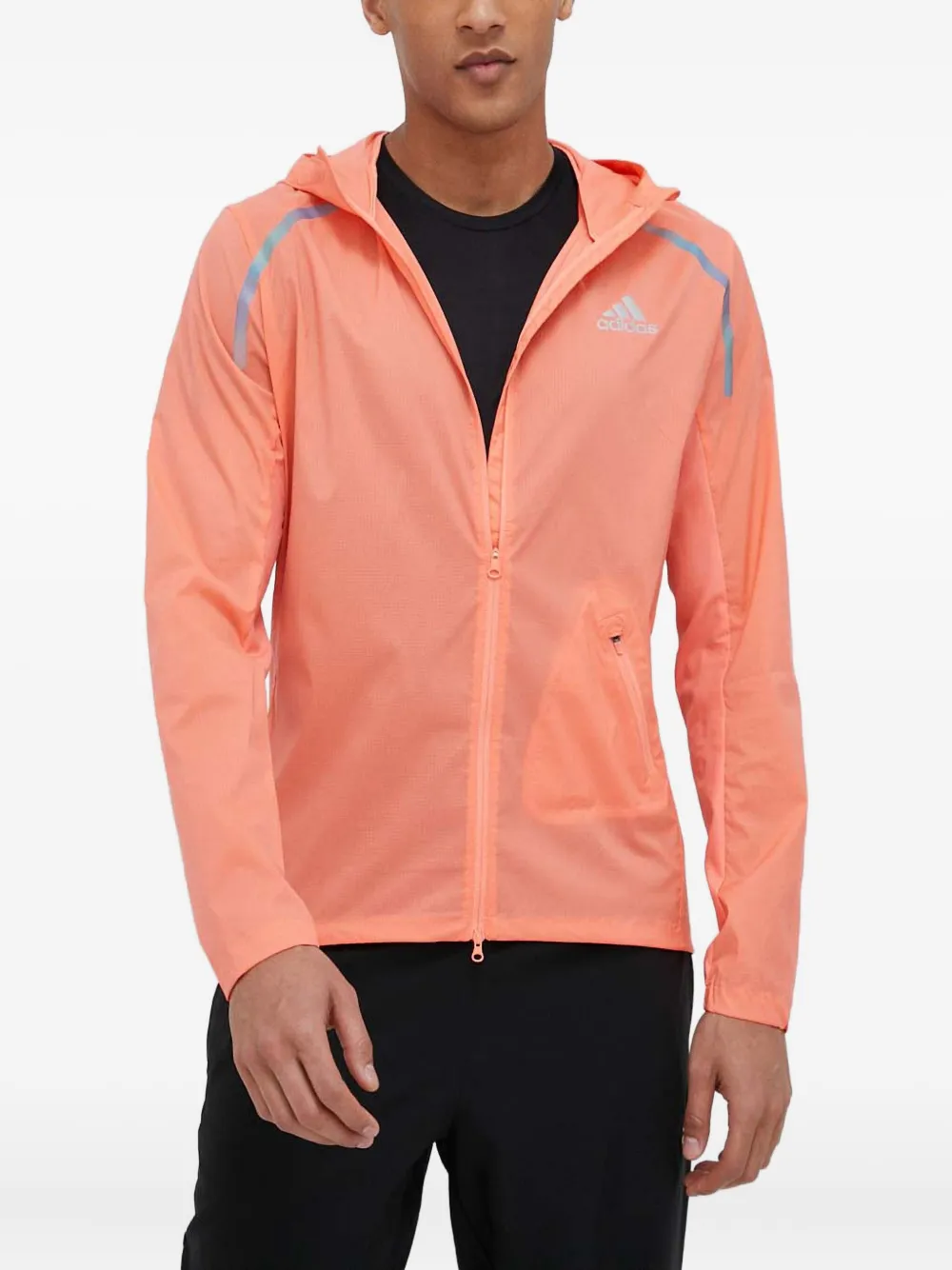 adidas reflective-stripe hooded jacket - ピンク adidas reflective-stripe hooded jacket - ピンク