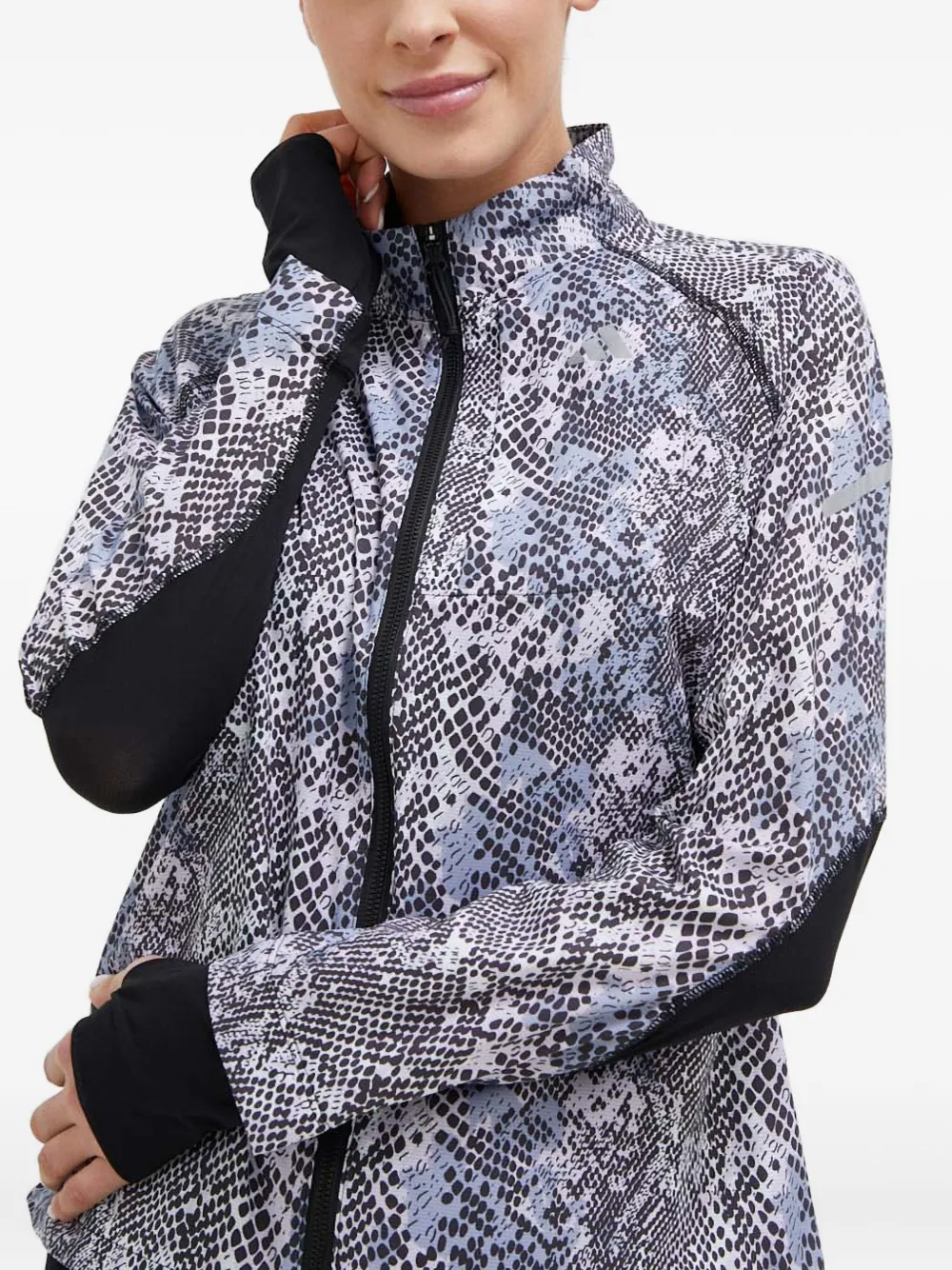 Adidas Originals Snakeskin-print Zip-up Jacket In Black