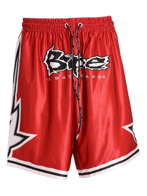 BAPE BLACK *A BATHING APE® reversible flame basketball shorts