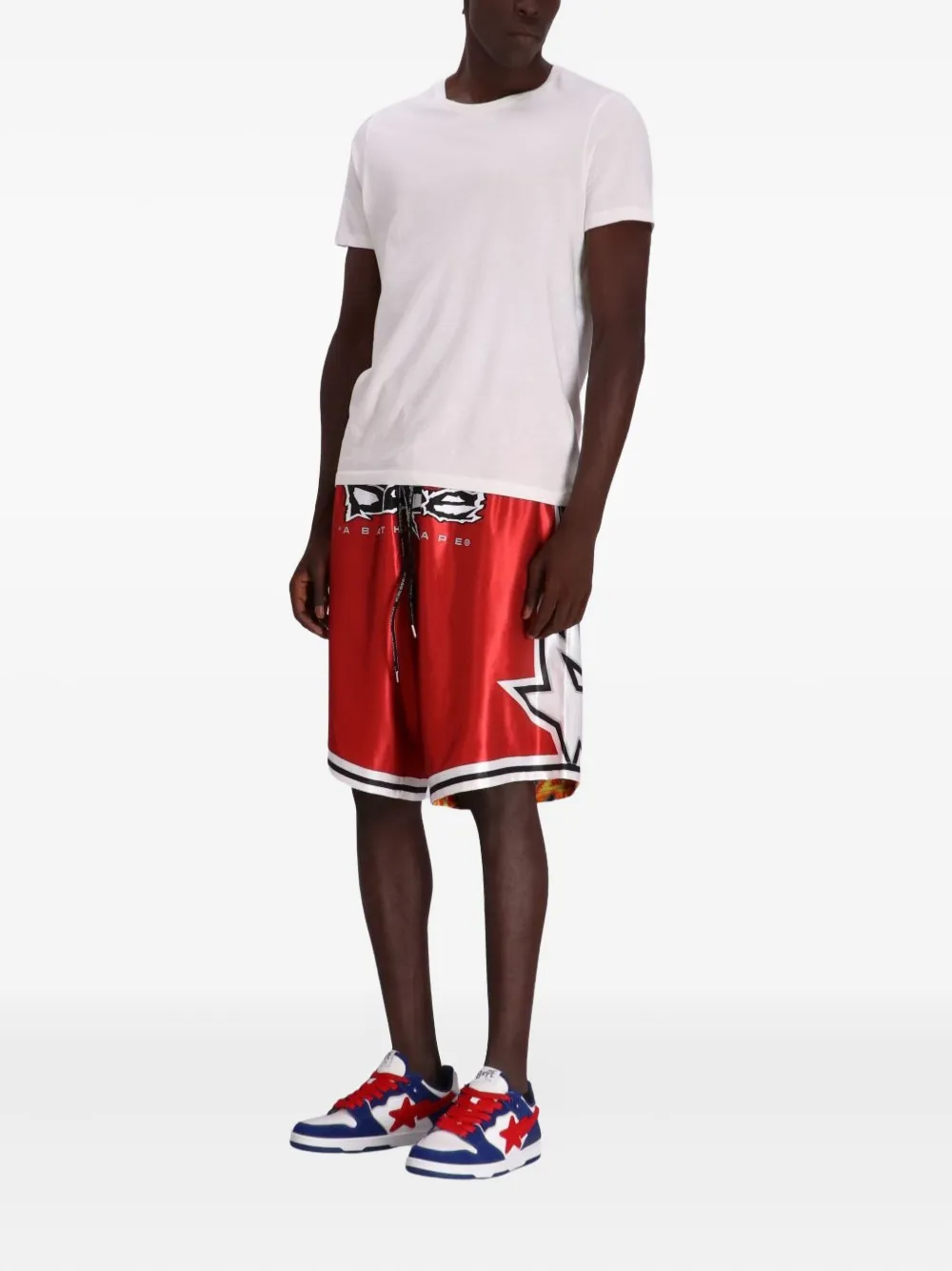 BAPE BLACK *A BATHING APE Basketbalshorts met vlammen Rood