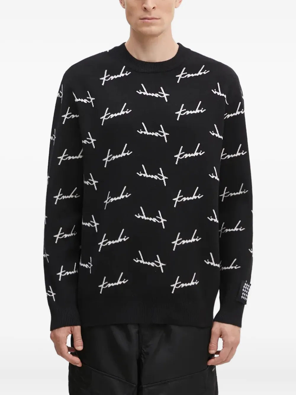 Ksubi Skript Signature Pattern Crew-neck Sweater In Black