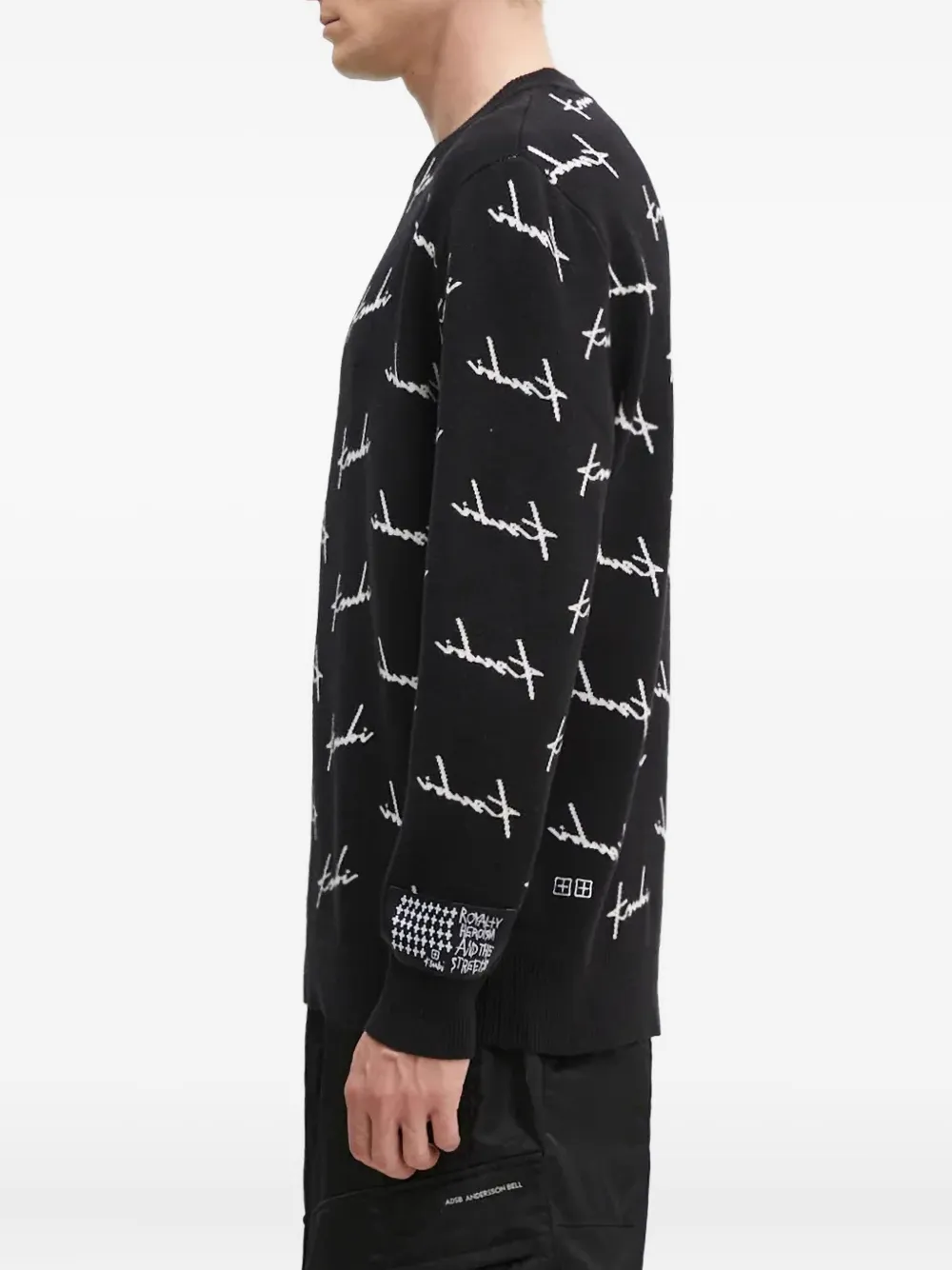 Ksubi Skript Signature Pattern Crew-neck Sweater In Black