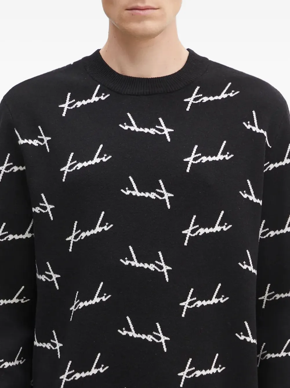 Ksubi Skript Signature Pattern Crew-neck Sweater In Black