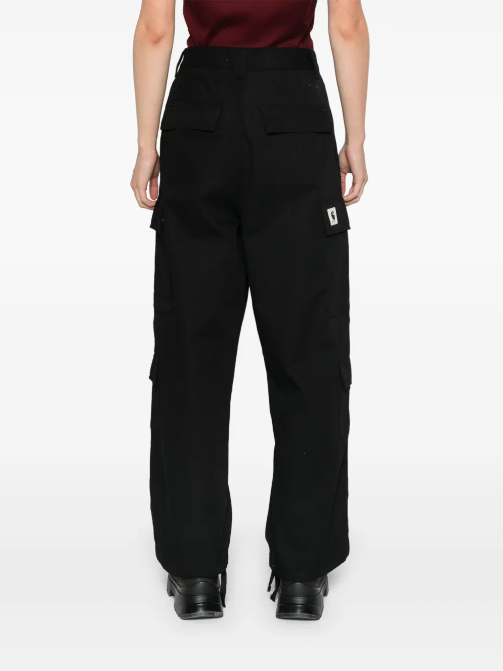 Carhartt Logo-patch Straight Trousers In Black