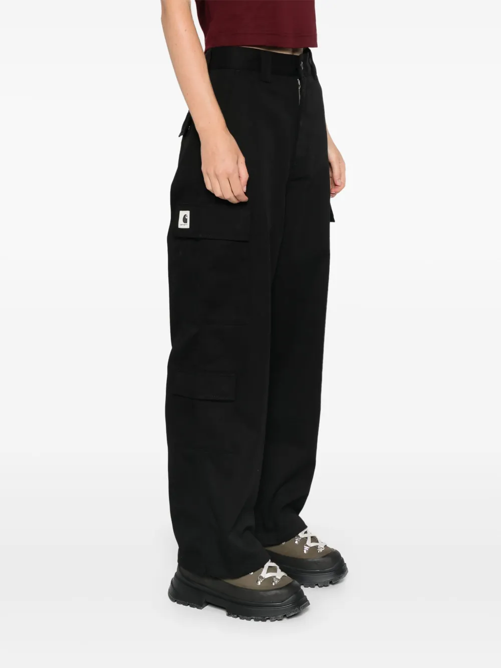 Carhartt Logo-patch Straight Trousers In Black
