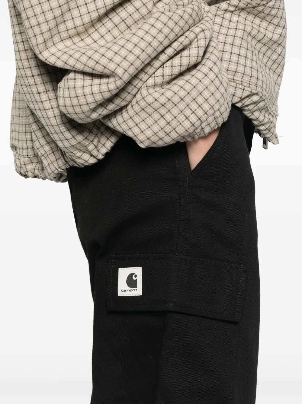 Carhartt Logo-patch Straight Trousers In Black